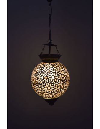 Skleněná mozaiková lampa, multibarevná, průměr 21cm, výška 28cm