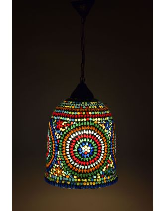 Skleněná mozaiková lampa, multibarevná, ruční práce, průměr 24cm, výška 33cm