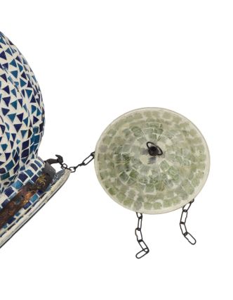 Skleněná mozaiková lampa, modrá, ruční práce, průměr 31cm, výška 32cm
