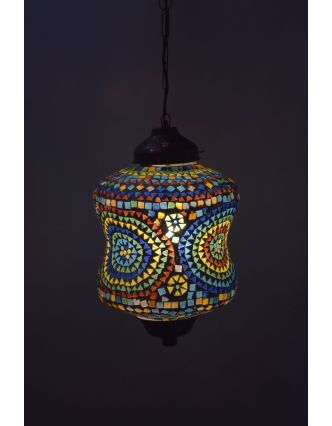 Sleněné mozaikové stínidlo, multibarevné, průměr 25cm, výška 30cm