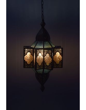 Lampa v orientálním stylu, žluté sklo, 28x28x56cm