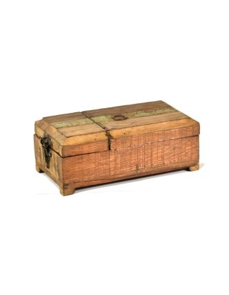 Box se zrcátkem "Barber Box", antik úprava, starý teak, 14x26x11cm