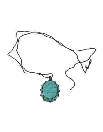 Macramé náhrdelník s tyrkenitem na stahovací šňůrce, obvod až 78cm