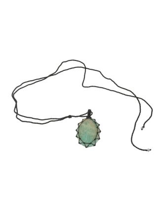 Macramé náhrdelník s avanturínem na stahovací šňůrce, obvod až 78cm