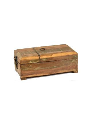 Box se zrcátkem "Barber Box", antik úprava, starý teak, 14x26x11cm