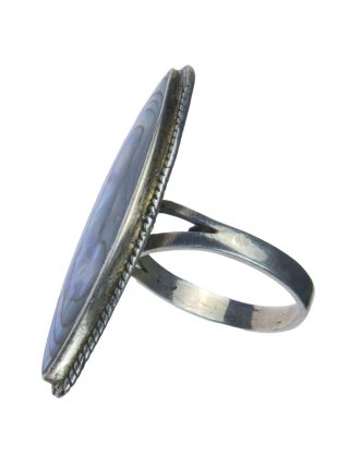 Stříbrný prsten vykládaný paua perletí AG 925/1000, 7g, Nepál