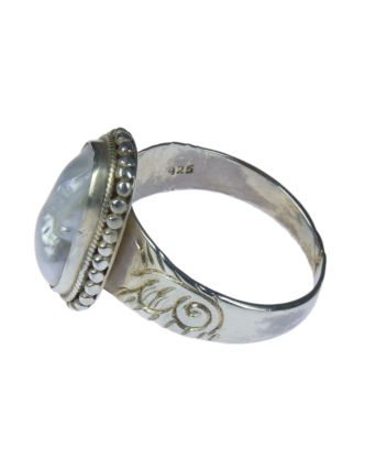 Stříbrný prsten vykládaný perlou AG 925/1000, 7g, Nepál