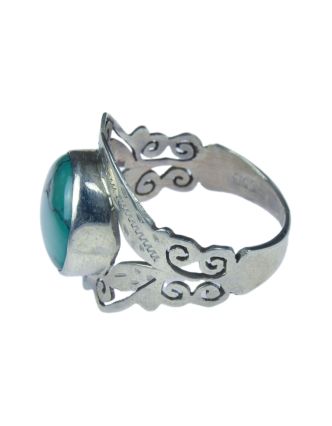 Stříbrný prsten vykládaný tyrkysem, AG 925/1000, 4g, Nepál