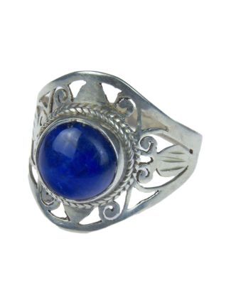 Stříbrný prsten vykládaný lapis lazuli, AG 925/1000, 4g, Nepál