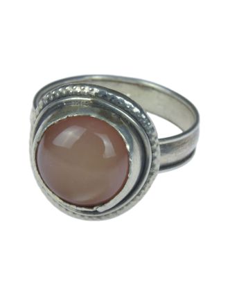 Stříbrný prsten vykládaný měsíčním kamenem, AG 925/1000, 5g, Nepál