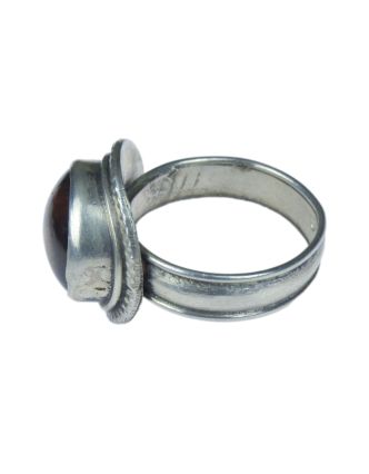 Stříbrný prsten vykládaný jantarem, AG 925/1000, 5g, Nepál