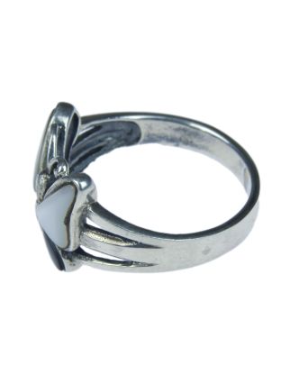 Stříbrný prsten motýl vykládaný perletí a černým onyxem, AG 925/1000, 5g, Nepál