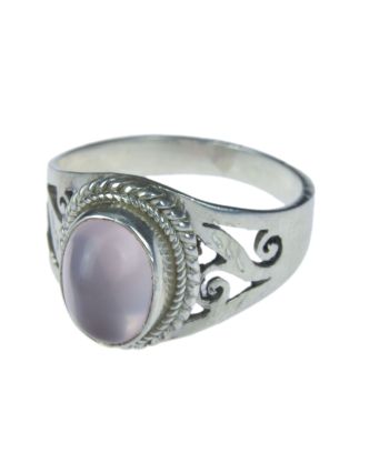 Stříbrný prsten vykládaný růženínem, AG 925/1000, 5g, Nepál