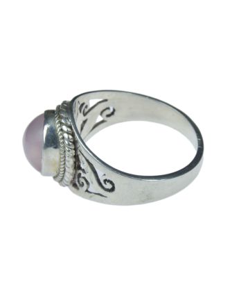 Stříbrný prsten vykládaný růženínem, AG 925/1000, 5g, Nepál