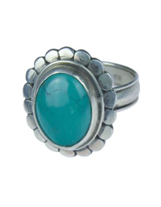 Stříbrný prsten vykládaný tyrkysem, AG 925/1000, 5g, Nepál