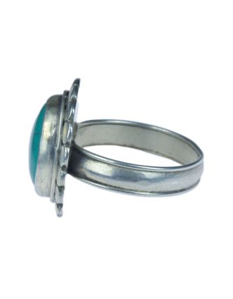Stříbrný prsten vykládaný tyrkysem, AG 925/1000, 5g, Nepál
