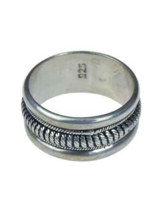 Stříbrný prsten zdobený filigránem, šířka 9mm, AG 925/1000, 5g, Nepál