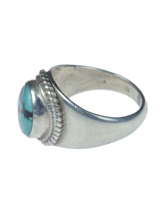 Stříbrný prsten vykládaný tyrkysem, AG 925/1000, 6g, Nepál