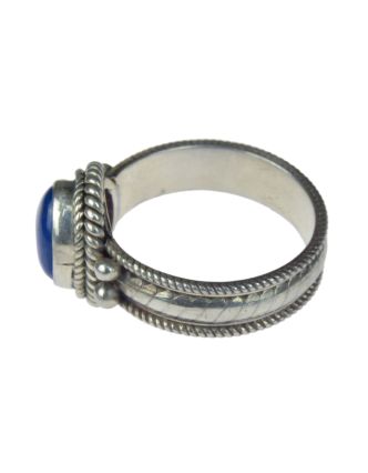 Stříbrný prsten vykládaný lapis lazuli, AG 925/1000, 6g, Nepál