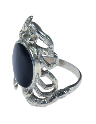 Stříbrný prsten štír vykládaný černým onyxem, AG 925/1000, 6g, Nepál