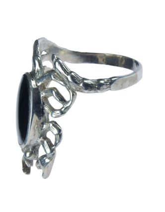 Stříbrný prsten štír vykládaný černým onyxem, AG 925/1000, 6g, Nepál