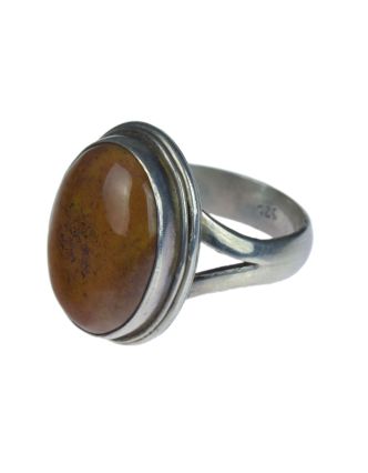 Stříbrný prsten vykládaný achátem AG 925/1000, 7g, Nepál