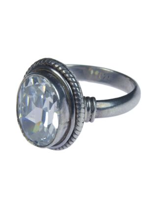 Stříbrný prsten vykládaný broušeným zirkonem AG 925/1000, 7g, Nepál