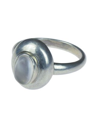 Stříbrný prsten vykládaný měsíčním kamenem, AG 925/1000, 8g, Nepál
