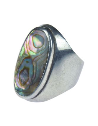 Stříbrný prsten vykládaný paua perletí, AG 925/1000, 8g, Nepál