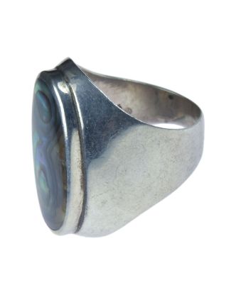 Stříbrný prsten vykládaný paua perletí, AG 925/1000, 8g, Nepál