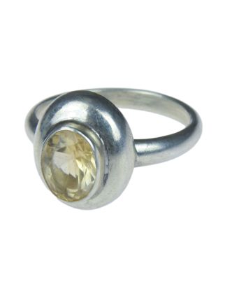 Stříbrný prsten vykládaný broušeným citrínem, AG 925/1000, 8g, Nepál