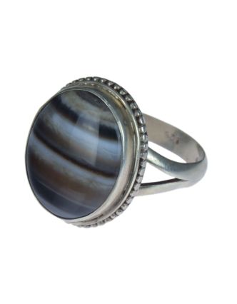 Stříbrný prsten vykládaný jaspisem, AG 925/1000, 8g, Nepál