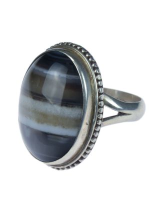 Stříbrný prsten vykládaný jaspisem, AG 925/1000, 9g, Nepál