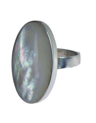 Stříbrný prsten vykládaný perletí, AG 925/1000, 9g, Nepál