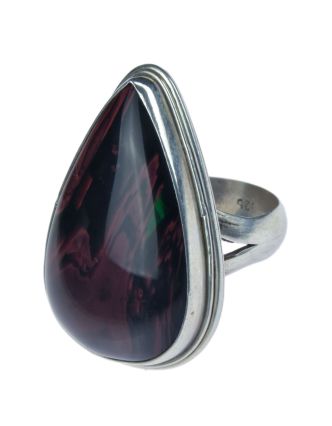 Stříbrný prsten vykládaný karneolem, AG 925/1000, 10g, Nepál