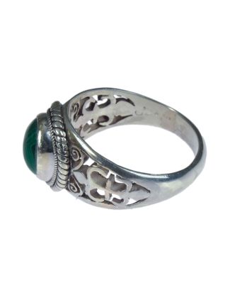 Stříbrný prsten vykládaný malachitem, AG 925/1000, 10g, Nepál
