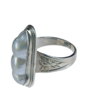 Stříbrný prsten vykládaný perlou, AG 925/1000, 10g, Nepál