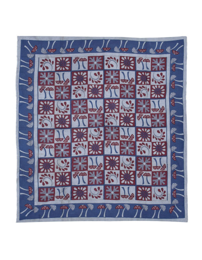 Přehoz na postel s houbami modro-vínový, tištěný patchwork 230x202cm