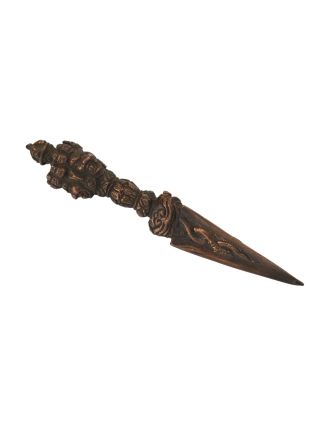 Phurba, měděná, antik úprava, 15cm