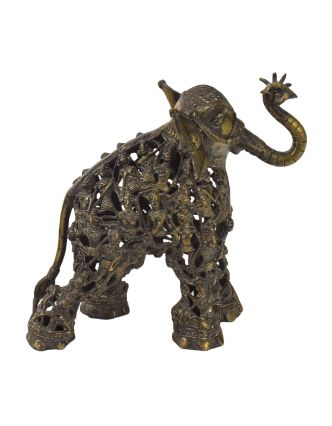 Socha slona "Tribal Art", mosaz, 29cm