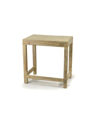 Dřevěná stolička z teakového dřeva, bílá patina, 37x27x39cm