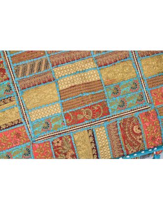 Meditační polštář, ručně vyšívaný patchwork, čtverec, 61x61x15cm