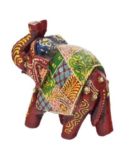 Dřevěný slon, ručně malovaný, červený, 12cm
