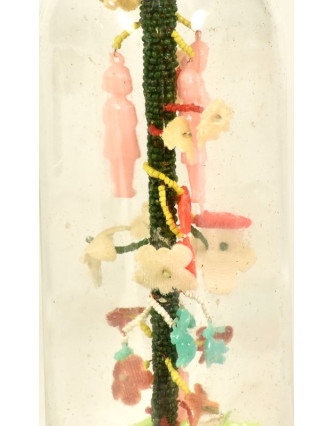 Antik skleněná láhev se stromem života, 7x7x26cm