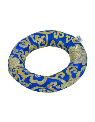 Podložka pod tibetskou mísu z modrého brokátu, prům. 18cm