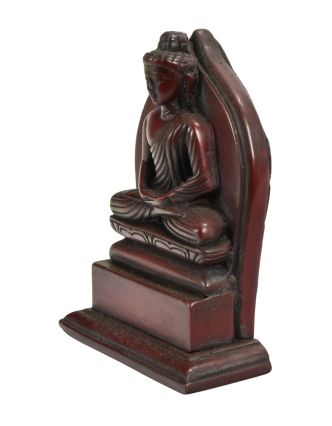 Buddha Amithaba, tmavě červený, pryskyřice, 13cm
