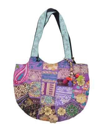 Unikátní taška z Gudžarátu, patchwork, ručně vyšívaná, 45x35cm