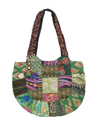 Unikátní taška z Gudžarátu, patchwork, ručně vyšívaná, 45x35cm