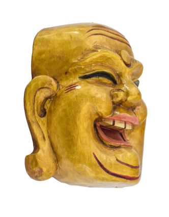 Dřevěná maska, smějící se buddha, 15x8x16cm