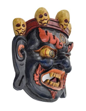 Dřevěná maska, "Bhairab", ručně vyřezávaná, malovaná, 19x8x19cm